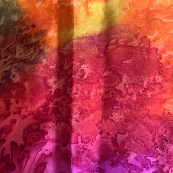 SILK square scarf multicolor watercolor design women’s 38” - Picture 9 of 11